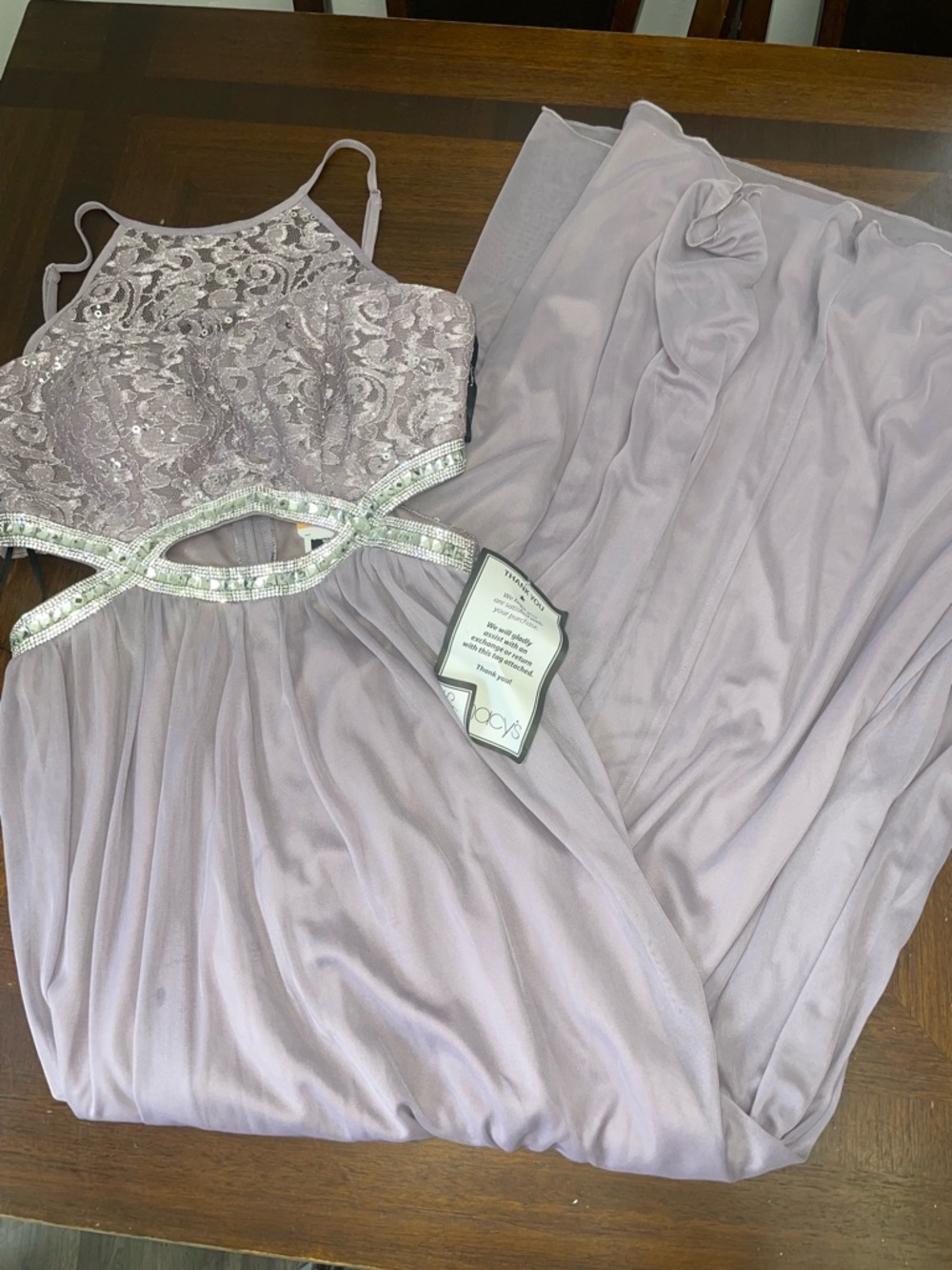 NWT Prom Dress Size 7 Lavender Sequin Lace Rhinestone Formal Homecoming Gown